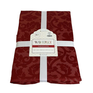 NWT Waverly Red w/ Gold Threads Red 60"x84" Christmas Tablecloth New Holidays